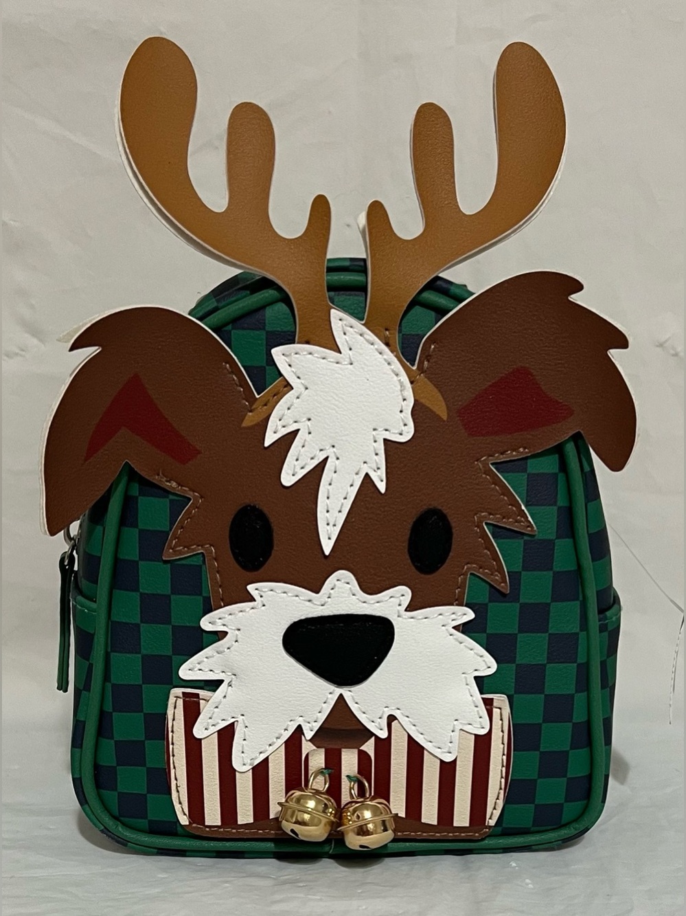 Bath & Body Works Mini Backpack Green/Navy Checkered Christmas Reindeer